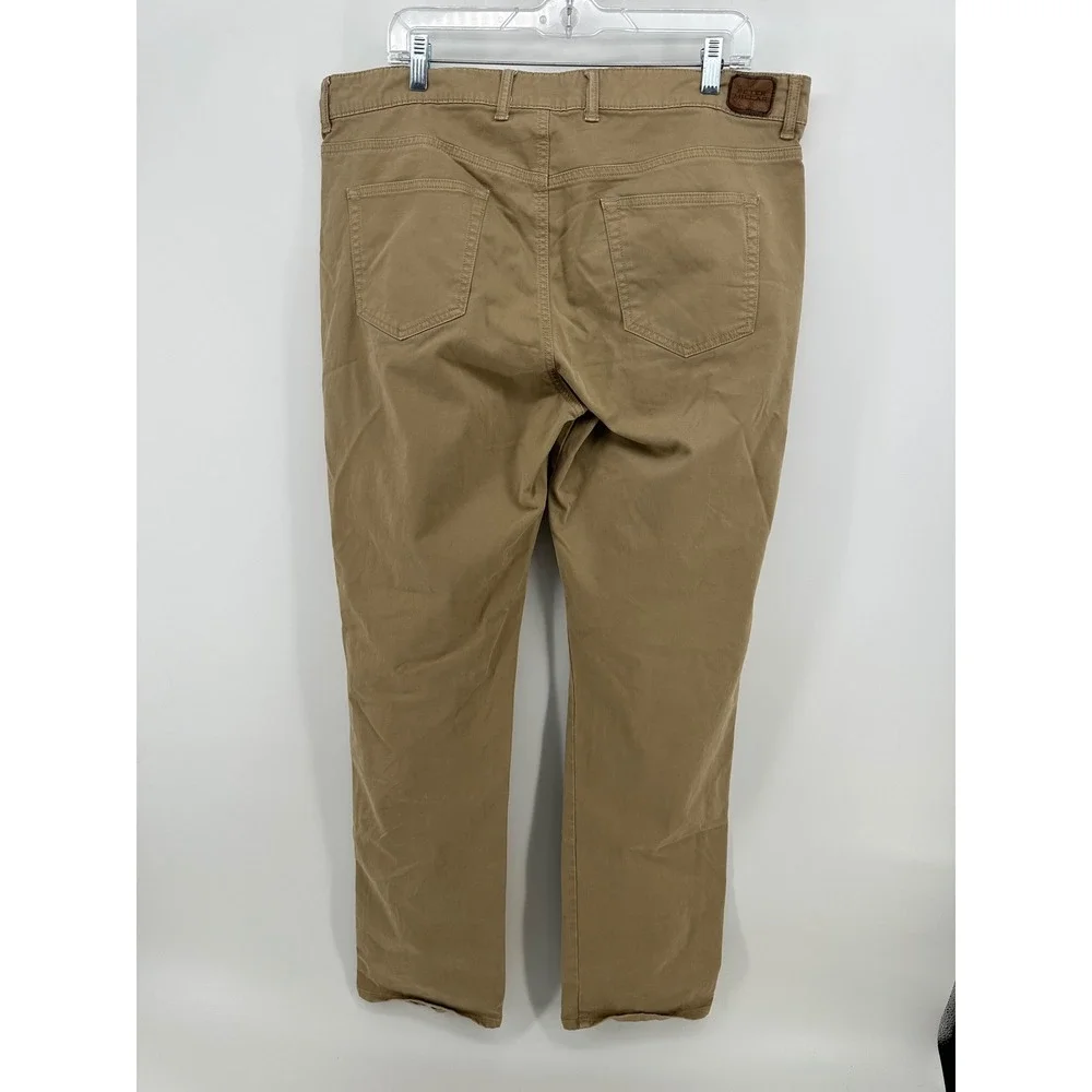 Peter Millar Mens 38x30 Tan Cotton Stretch 5-Pocket Straight Leg Pants Khaki
